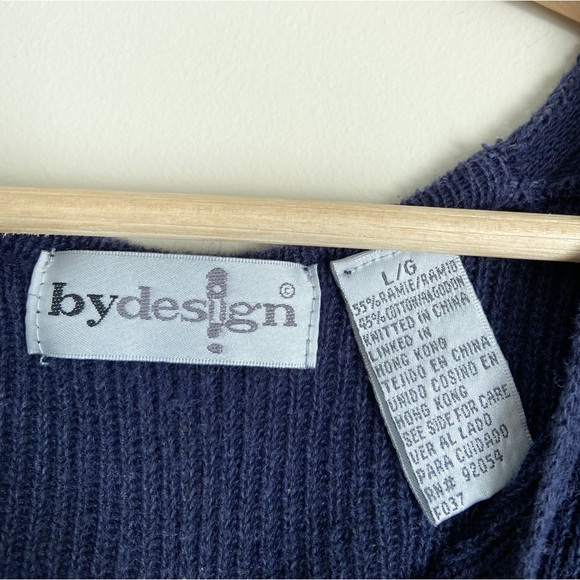 Vintage Lightweight Knit Navy Button Blouse - Picture 5 of 6